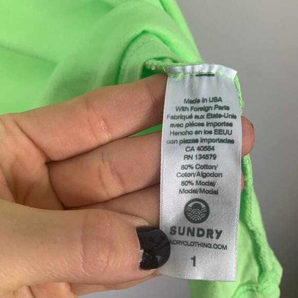 Sundry Pop Lime Scoop Neck T-Shirt - Picture 6 of 8